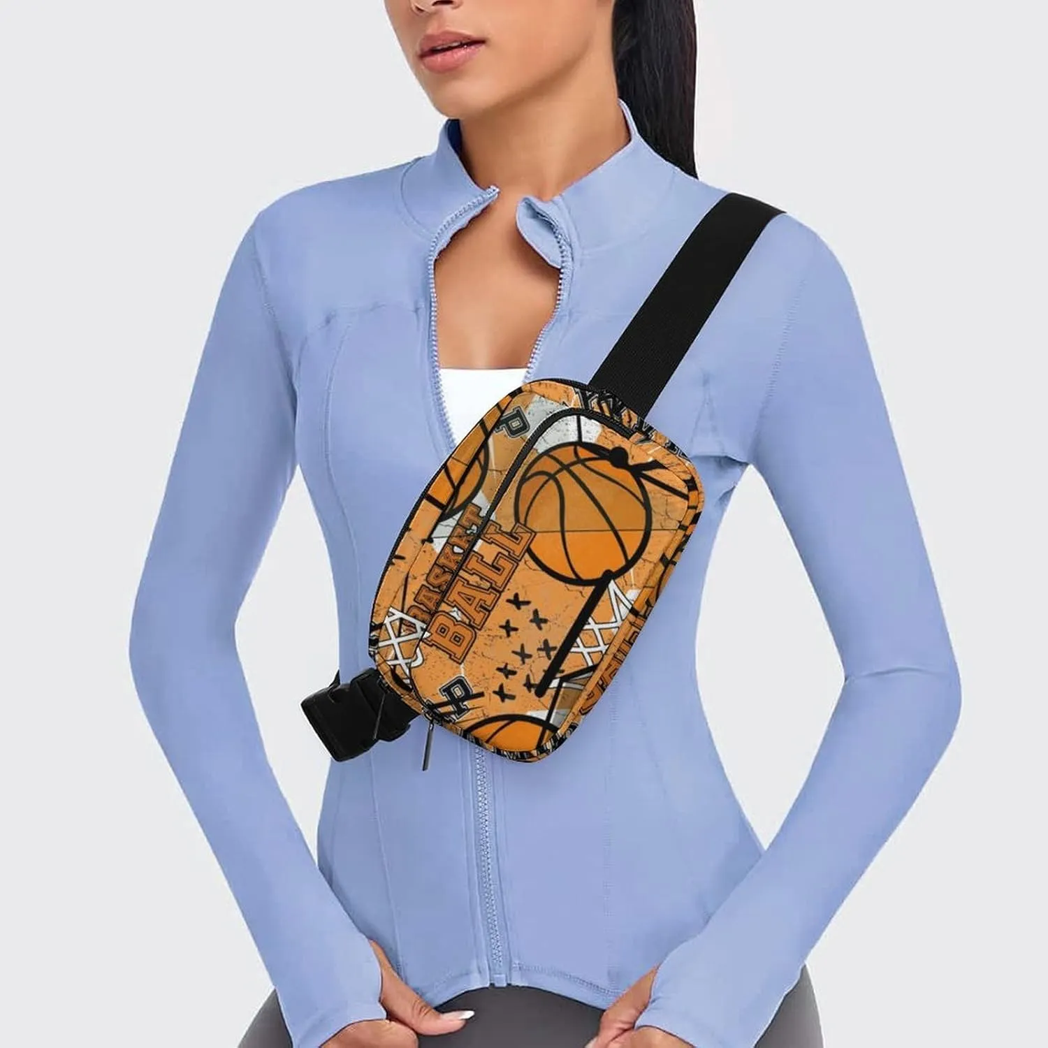 Sport Basketball Belt Bag Fanny Pack Crossbody Orange Fashion Waist Packs With Adjustable Strap For Men Women Travel Hiking Cycling Running