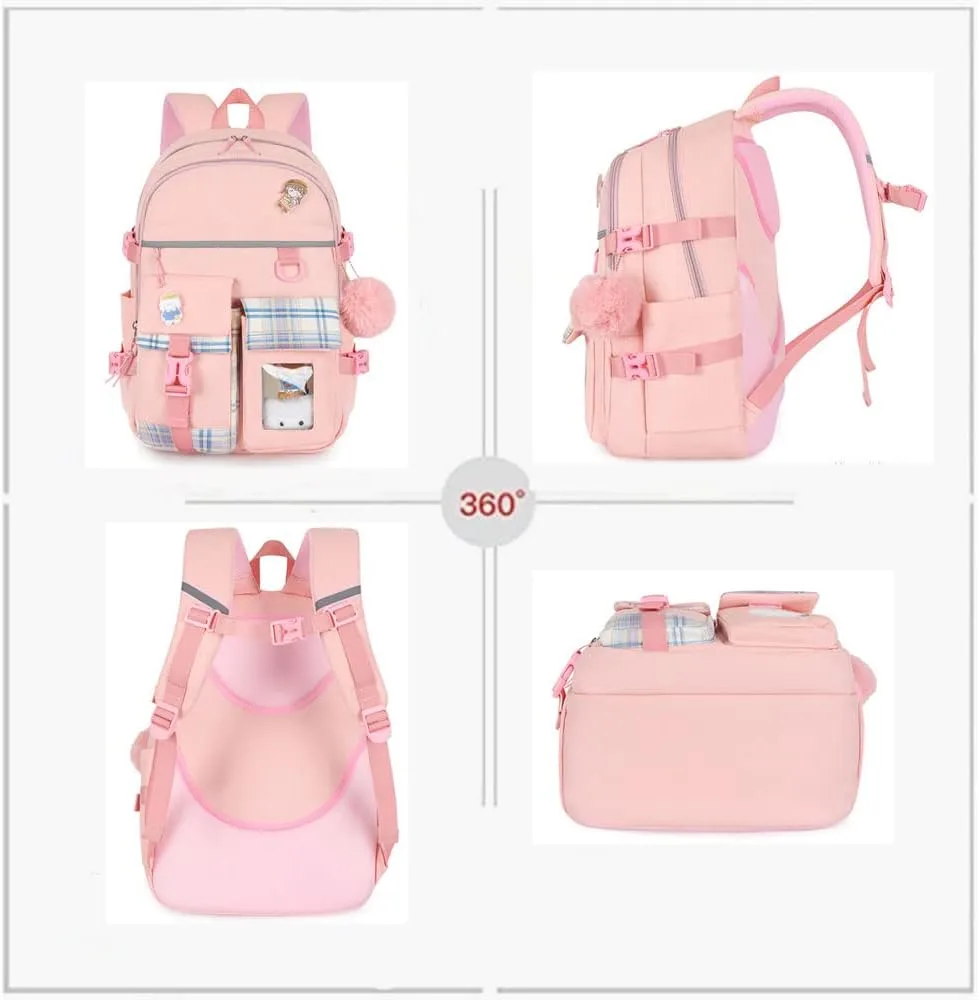 Teenage girls Backpacks15.6 Inch Cute School Bag Elementary Middle High School College Backpack Girls School Large Capacity Waterproof Backpacks, Cute Black Fashion Backpacks Travel Backpack(Black)