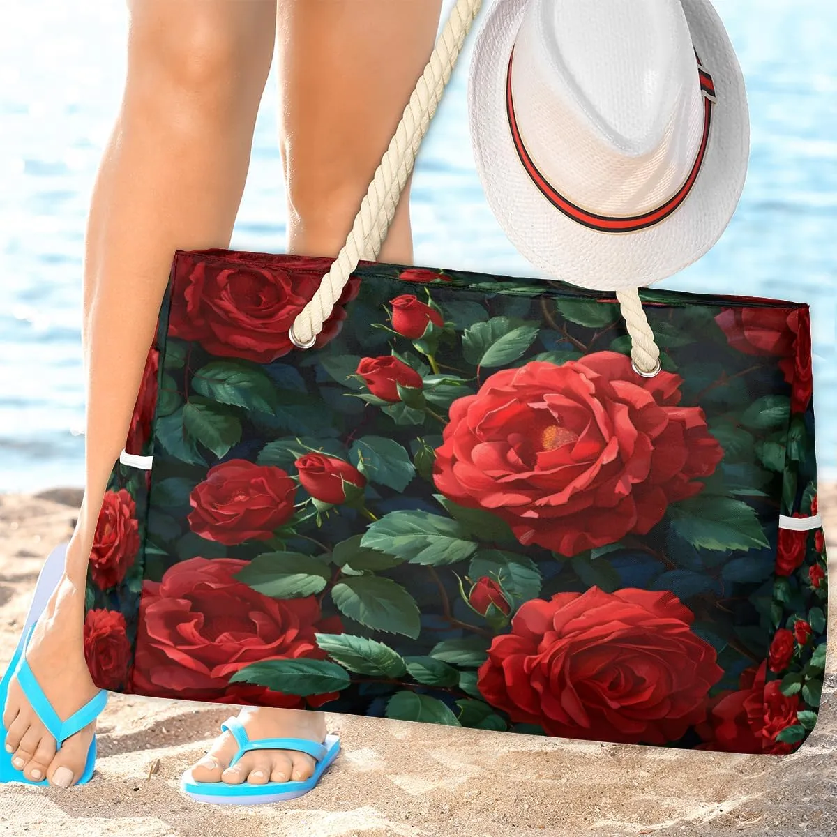 Tote Beach Bag for Women Large Zipper Beach Bags Waterproof Sandproof Gym Swim Pool Travel Bag