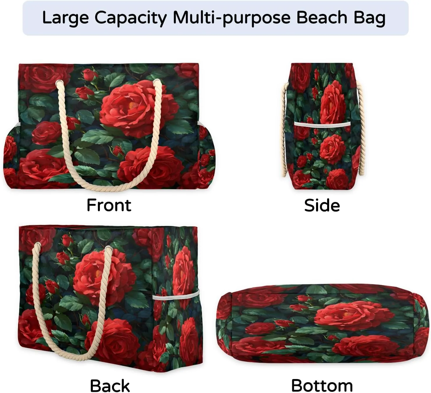 Tote Beach Bag for Women Large Zipper Beach Bags Waterproof Sandproof Gym Swim Pool Travel Bag