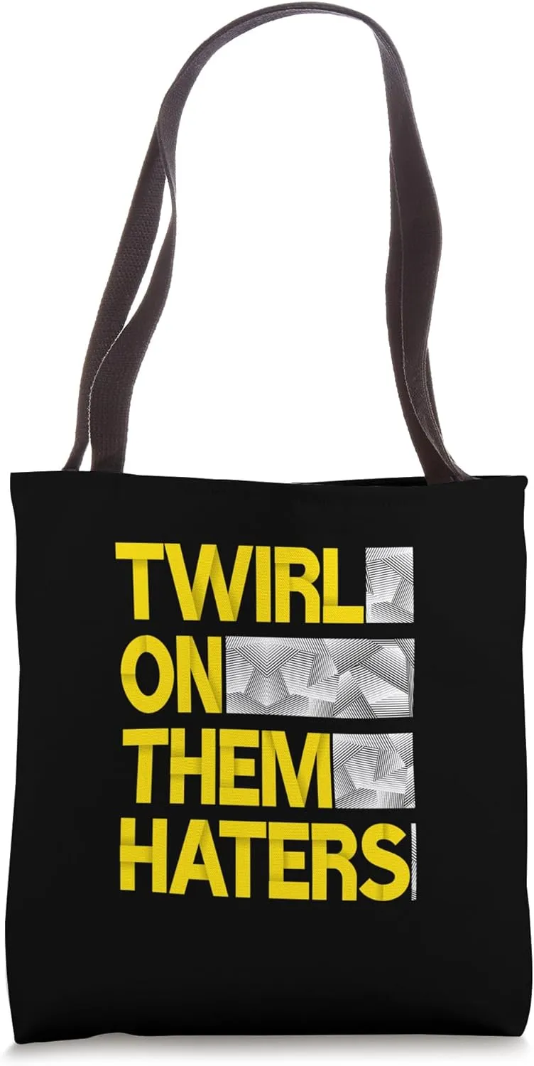 University Varsity-Gold Twirl On Them Haters Yellow Graphic Tote Bag