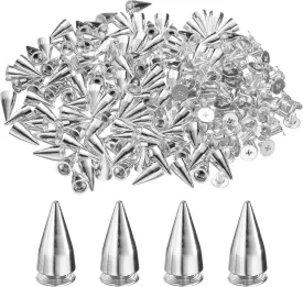 uxcell 110 Sets Spikes and Studs, 7 x 13mm Cone Spikes Screw Back Studs Rivets, Cone Punk Spikes Rivet for Clothing Belts Bags DIY Leather Crafts, Silver