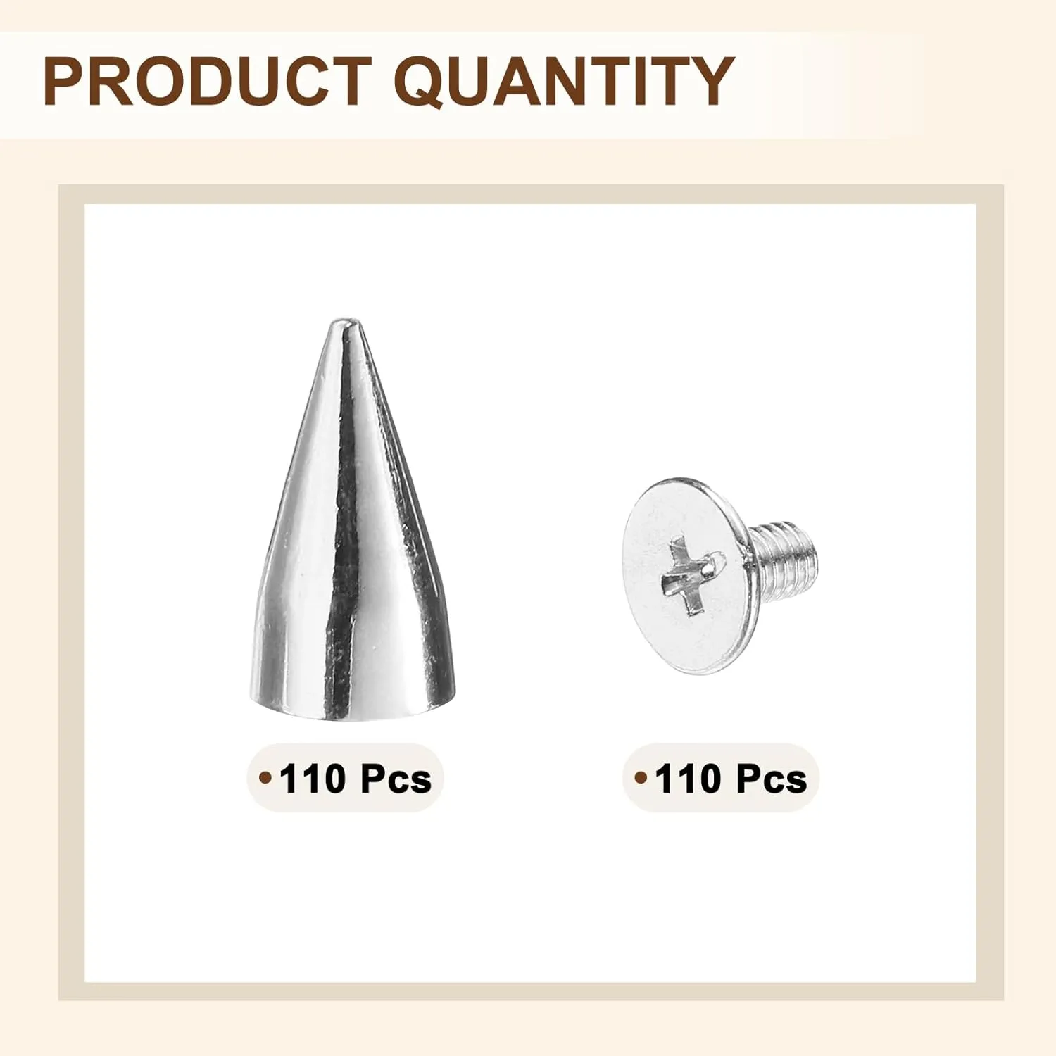uxcell 110 Sets Spikes and Studs, 7 x 13mm Cone Spikes Screw Back Studs Rivets, Cone Punk Spikes Rivet for Clothing Belts Bags DIY Leather Crafts, Silver
