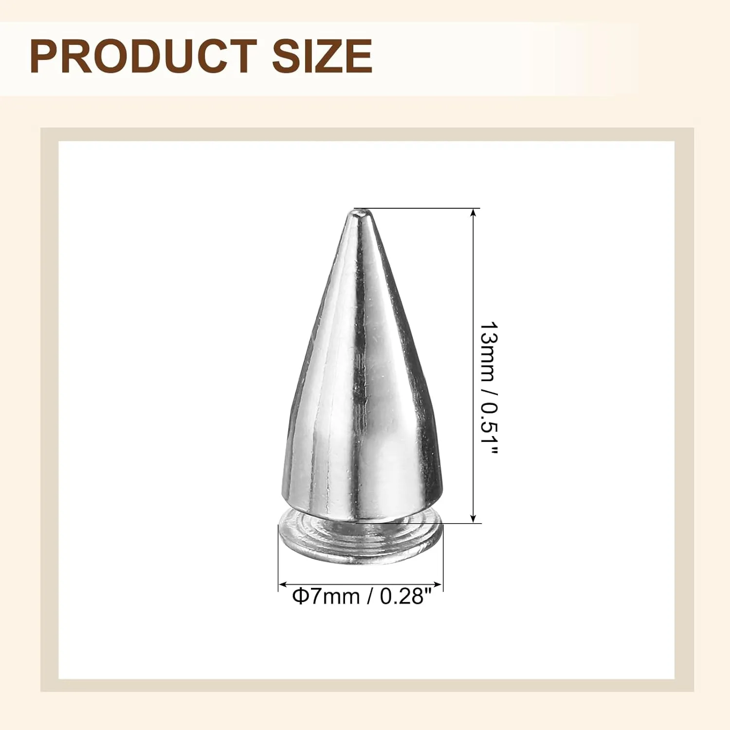 uxcell 110 Sets Spikes and Studs, 7 x 13mm Cone Spikes Screw Back Studs Rivets, Cone Punk Spikes Rivet for Clothing Belts Bags DIY Leather Crafts, Silver