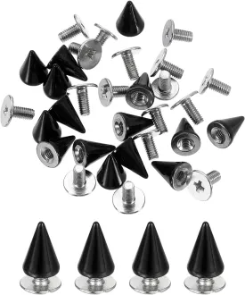 uxcell 20 Sets Spikes and Studs, 7 x 10mm Cone Spikes Screw Back Studs Rivets, Cone Punk Spikes Rivet for Clothing Belts Bags DIY Leather Crafts, Black