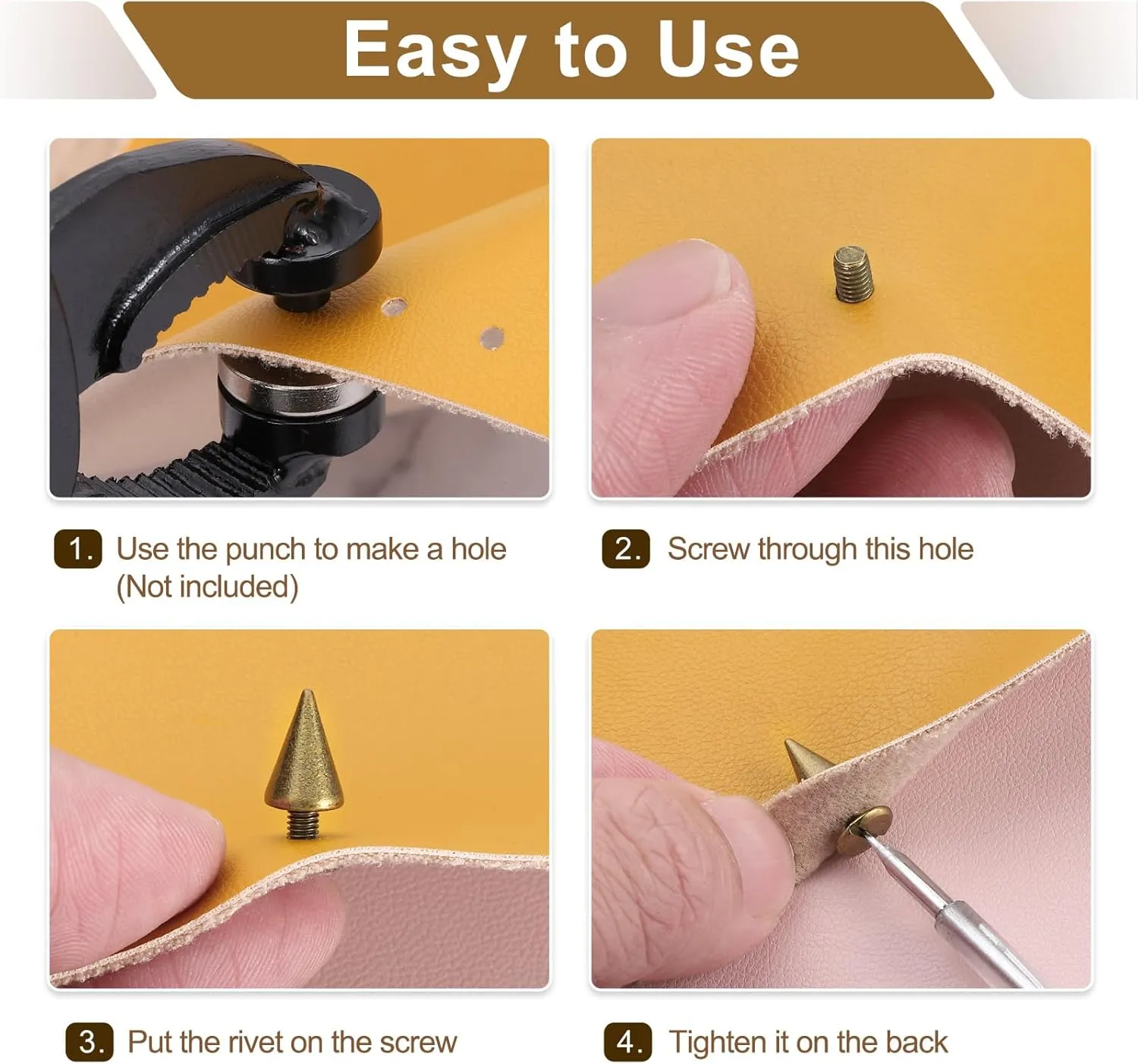 uxcell 20 Sets Spikes and Studs, 7 x 10mm Cone Spikes Screw Back Studs Rivets, Cone Punk Spikes Rivet for Clothing Belts Bags DIY Leather Crafts, Black