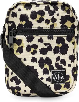 Vibe Festival Gear Small Crossbody Sling Bag for Women Men 5in1 Multi-Use from (rPET) Recycled Polyester Belt Bag Cross Body Backpack Fanny Pack Purse - Leopard