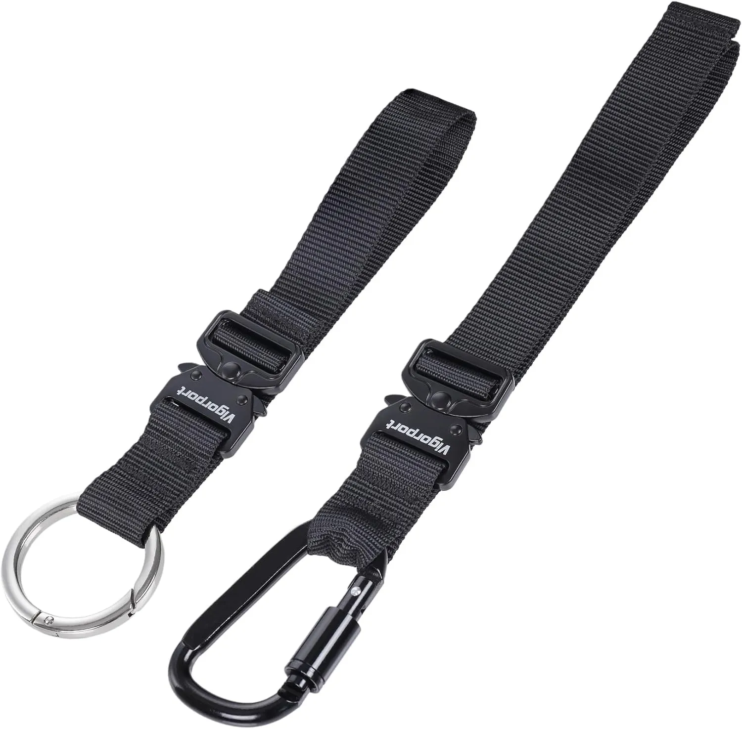 Vigorport 2 Pack Add A Bag Luggage Strap Jacket Gripper, Heavy Duty Luggage Belt for Carry on Bag with Metal Carabiner, Travel Suitcase Accessories, Easy to Carry Your Extra Bags (Black, 2 Clips)